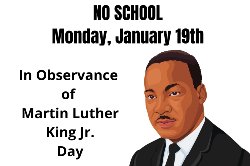no school in observance of martin luther king jr day graphic